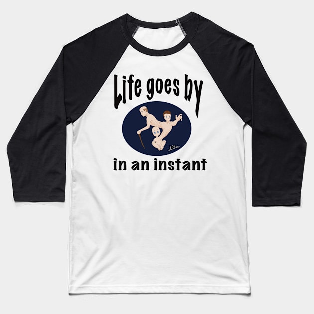 Life goes by in an instant (dark circle) Baseball T-Shirt by JD Murray